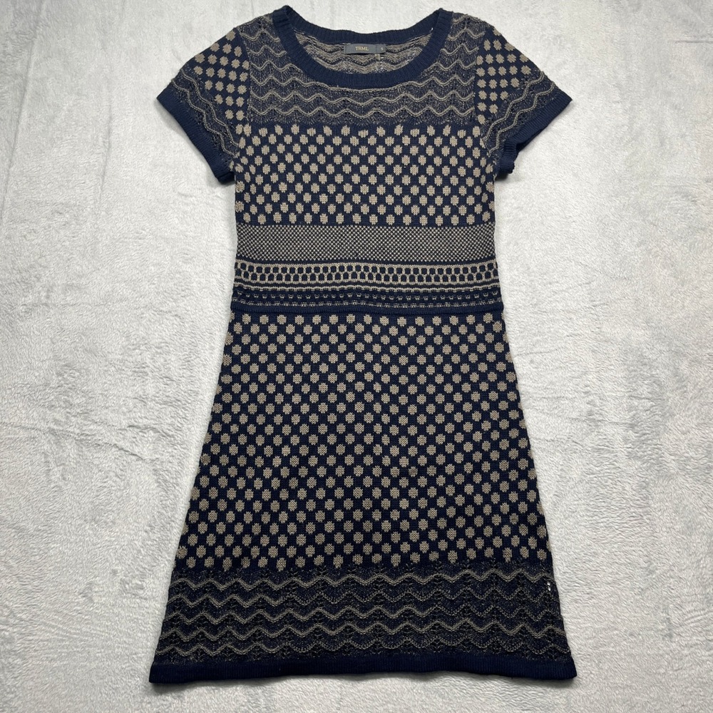 THML Anthropologie Alannah Knit Shift  Sweater Dress Women Chevron Boho S